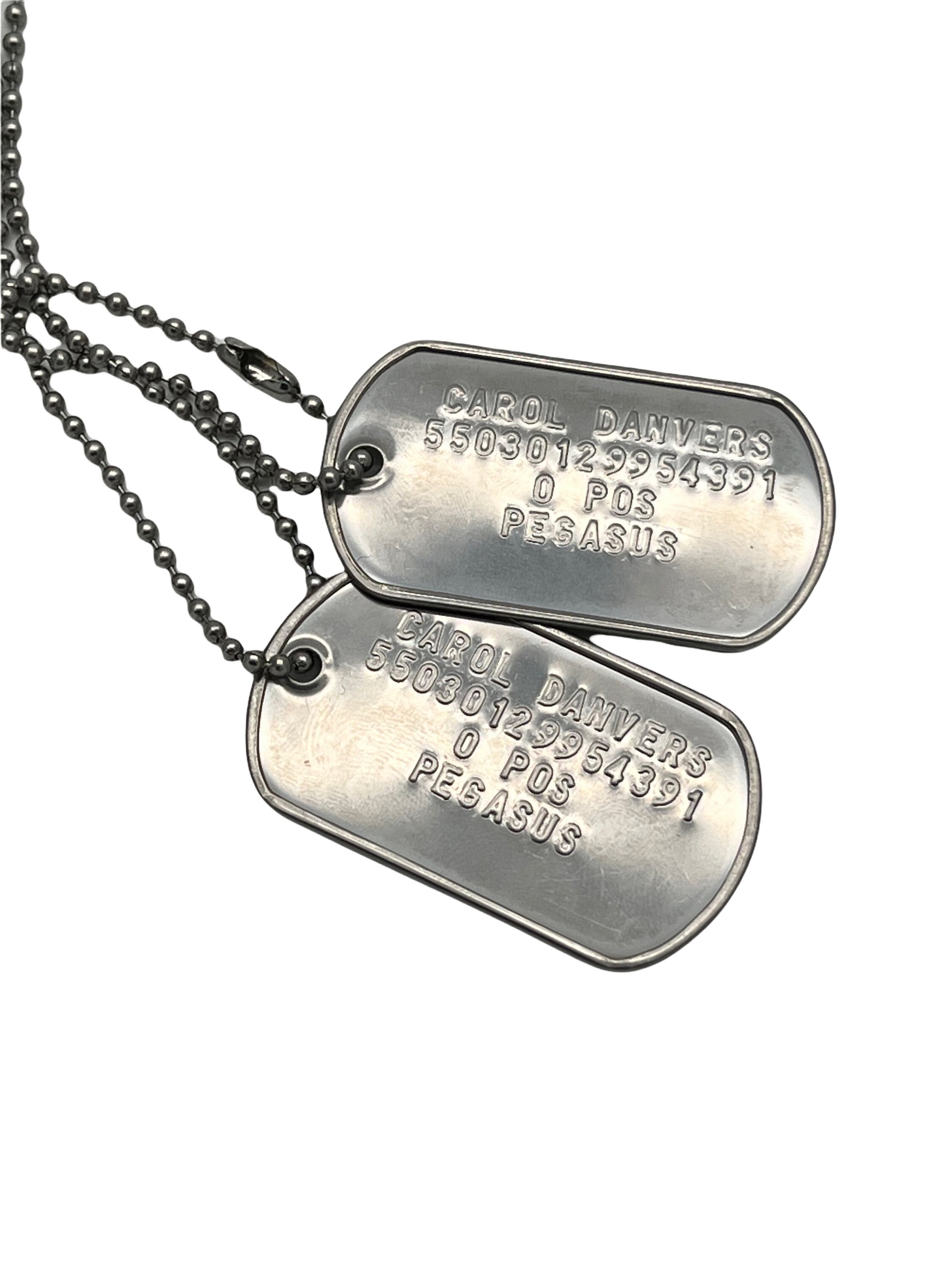 Carol Danvers CAPTAIN Military Dog Tags Costume Cosplay Prop Replica Stainless Steel Chains Included Etsy