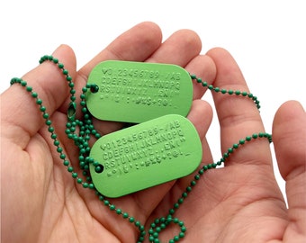 Alluminio Verde - Personalizzato / Inciso - Esercito - Militare - ID - Foto 2