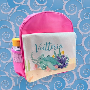 Sac à dos rose personnalisé Turtle Girls Kids - Fabriqué au Royaume-Uni sur mesure