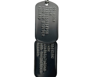 THOR Dog Tags - Costume Cosplay Prop Replica - Stainless Steel Chains Included