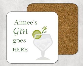 Personalised Gin Goes Here Coaster - Friends, Partner, Best Friend Christmas Gift - Personalised Coaster - Thoughtful Gift - Gin & Tonic