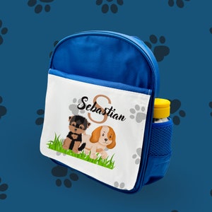 Sac à dos bleu personnalisé pour enfants, chiens et garçons - Fabriqué au Royaume-Uni sur mesure