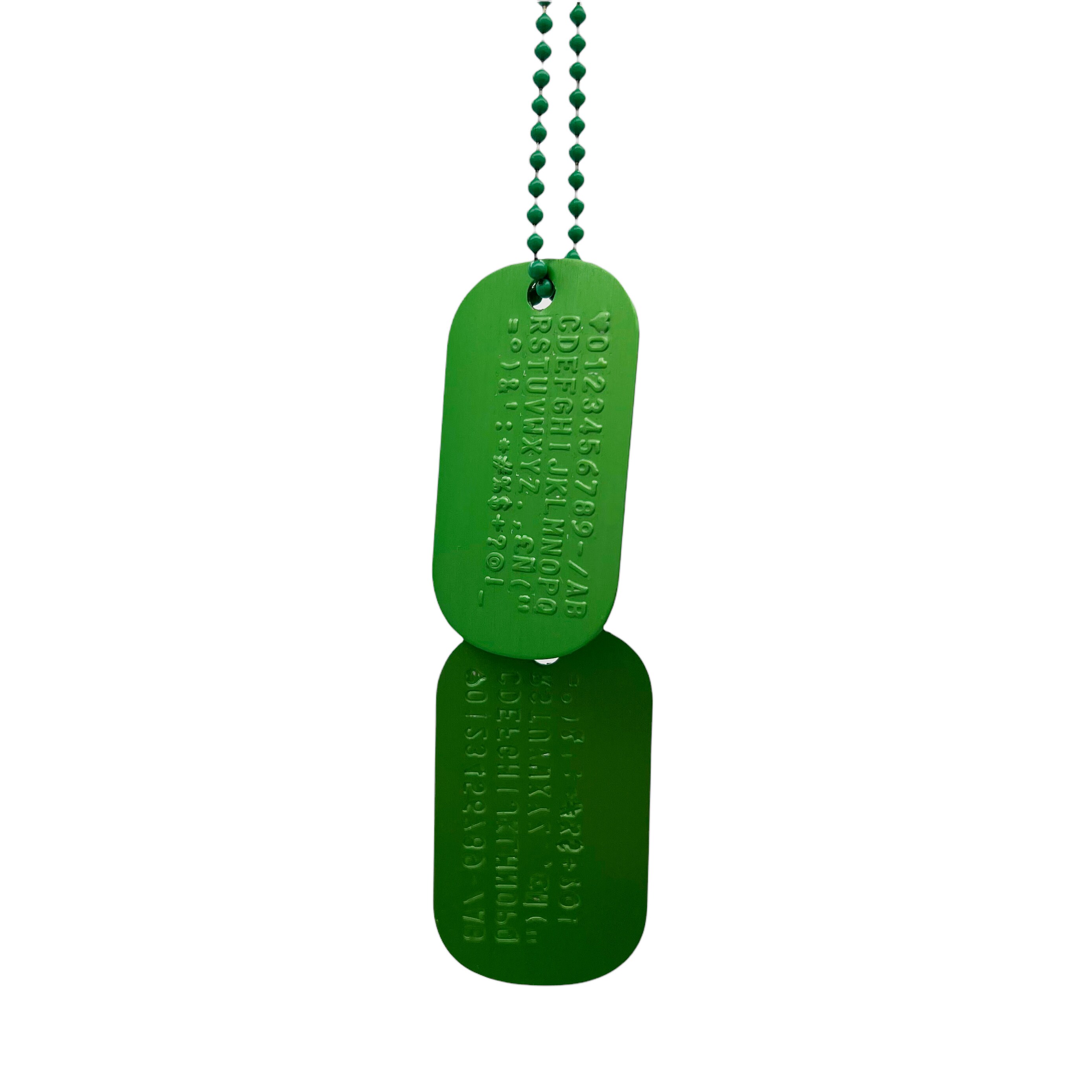 Green PERSONALISED Id DOG TAG Army Pair Set With Green Chains Etsy