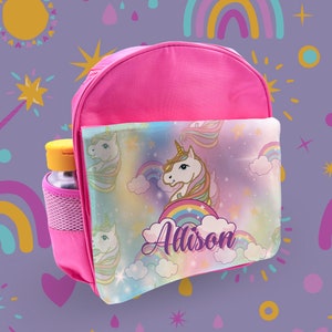 Sac à dos rose personnalisé licornes pour filles et enfants - Fabriqué au Royaume-Uni sur mesure