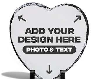 Personalized Heart Slate Coaster 15x15cm, Custom Photo Gift, Home Decor, Anniversary