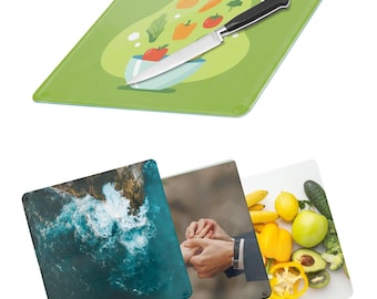Personalised Glass Chopping Board Square 28 x 30 cm Custom Photo Cutting Board Toughened Glass Kitchen Gift