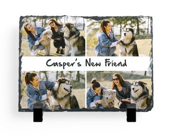 Personalized Photo Collage Rock Slate Coaster: Custom Home Decor Rectangle