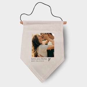 Personalized Linen Photo Flag: Custom Home Decor
