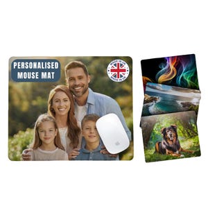 Personalised PHOTO Mouse Mat Custom Your Picture Computer Mouse Pad Extra Thick Rubber for Desk Family, Friends, Lovers, Couples