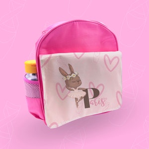 Sac à dos rose personnalisé lapin ballerines fille enfants cartable enfant - Fabriqué au Royaume-Uni sur mesure