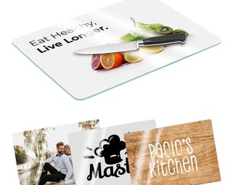 Personalized Glass Chopping Board: Custom Photo Print, Heat-Resistant Durable Kitchen Gift