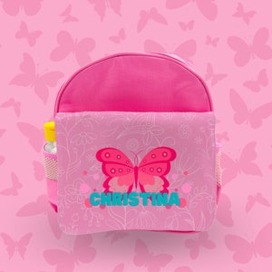 Sac à dos rose personnalisé papillon filles enfants cartable enfant - Fabriqué au Royaume-Uni sur mesure