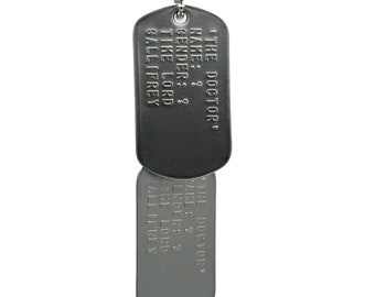 The Doctor '?' Military Dog Tags Necklace - Costume Cosplay Prop Replica - Stainless Steel Chains Included