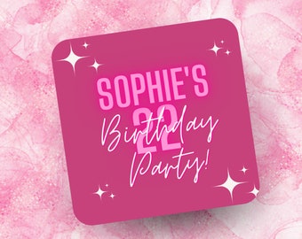 Personalised 'Birthday Party' MDF Cork COASTER - Customisable Birthday Gift