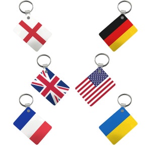 Etiquetas de identificación de banderas de países (llaveros) Impresión a doble cara Banderas del mundo - Copa del Mundo