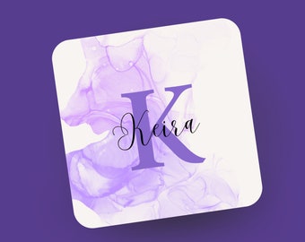 Gepersonaliseerde 'Initiaal en naam' MDF Cork COASTER - Aanpasbaar cadeau