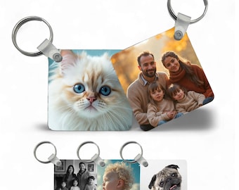 Personalized Photo Square Keyring: Custom Print Keepsake