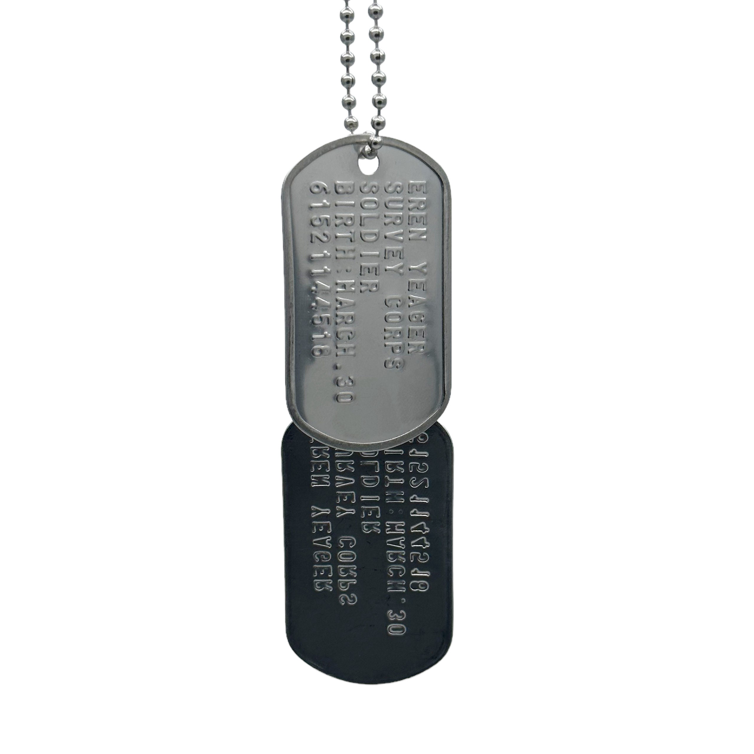 ★SENTIMENTS★ NO.494 SOLDIER TAG EARRING EREN Anime Military Dog Tags - Costume Cosplay Prop Replica