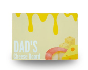 Tabla de cortar queso de vidrio templado personalizada para el Día del Padre: regalo de cocina personalizado para papá