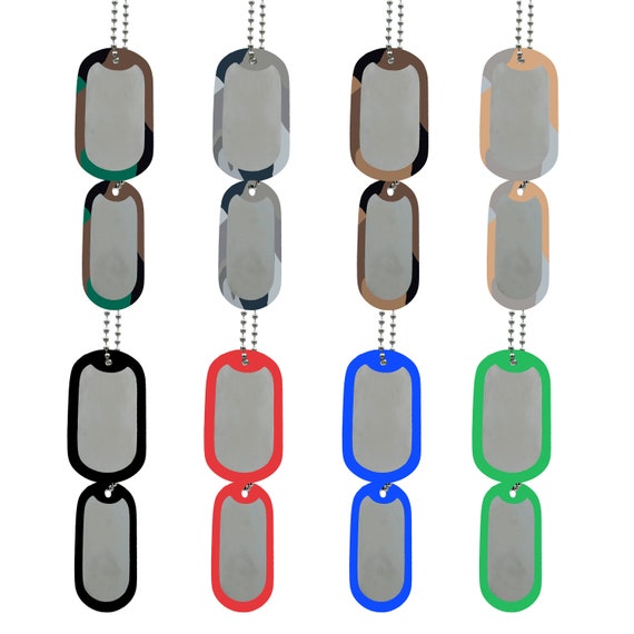 U.S. DOG TAG BLANKS Pair Set Military Army Stainless Steel Cosplay  Halloween Outfit 