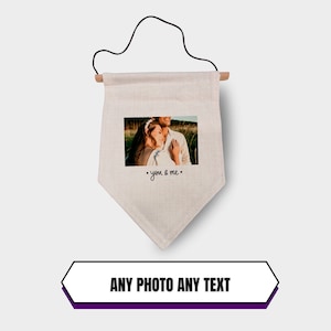 Any Photo Any Text Custom Linen Flags,  Create Personalised Memories with Any Photo Any Text Linen Flags