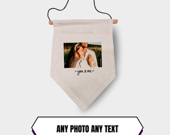 Any Photo Any Text Custom Linen Flags,  Create Personalised Memories with Any Photo Any Text Linen Flags