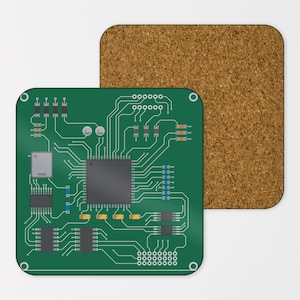Printplaat Coaster voor Geeks Nerd Gamers Fan - eigenzinnig cadeau - houten MDF Coaster