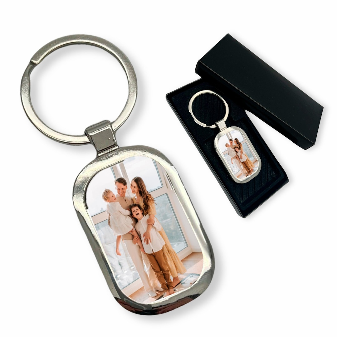 Personalized Photo Keychain: Engraved Message, Gift Box Included - Etsy