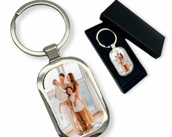 Personalized Photo Keychain: Engraved Message, Gift Box Included