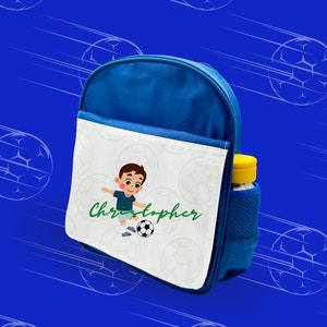 Sac à dos de football bleu personnalisé pour garçons et enfants - Fabriqué au Royaume-Uni sur mesure