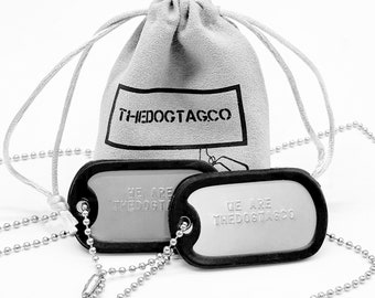 Dog Tags PAIR SET PERSONALISED u.s Military Army Stainless Steel Necklace - Thedogtagco - Durable Lifetime Gift for Dad Mother Father