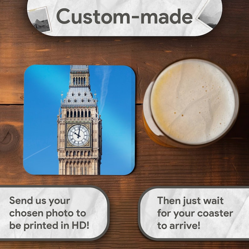 Personalized Photo Coaster - High Gloss Square MDF, Handmade Gift image 5