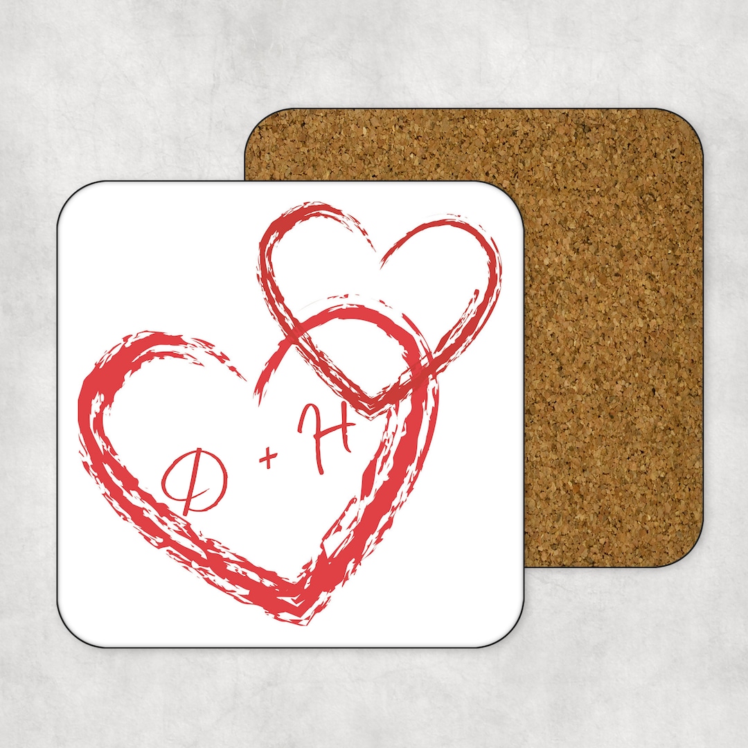 Intials Red Personalized Initials Red Heart Coaster – Romantic Couples Gift - Etsy