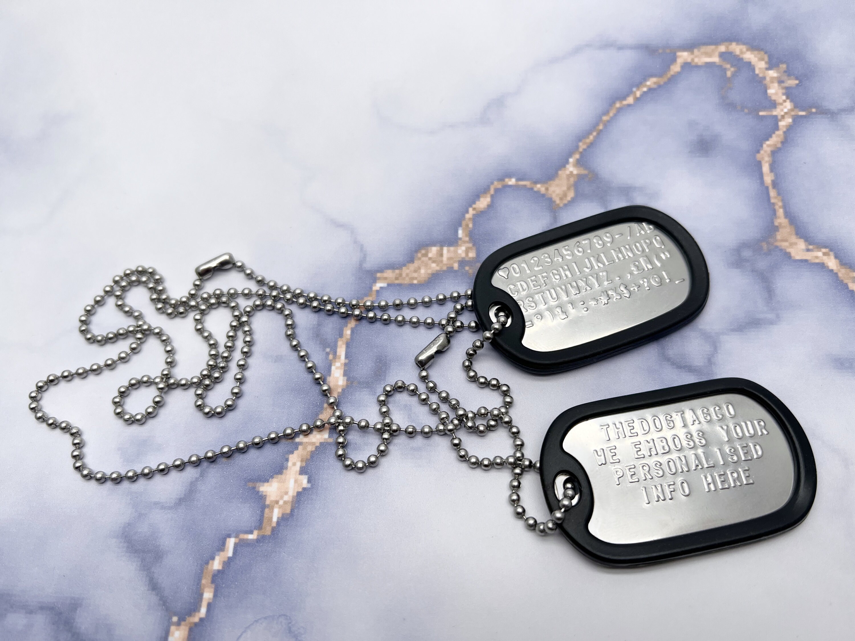 Silver Army Style ID Dog Tag, Personalised Tag 40mm X 25mm Pendant  Necklace, Front Engraving Included, Optional Engraved Back & Bead Chain 