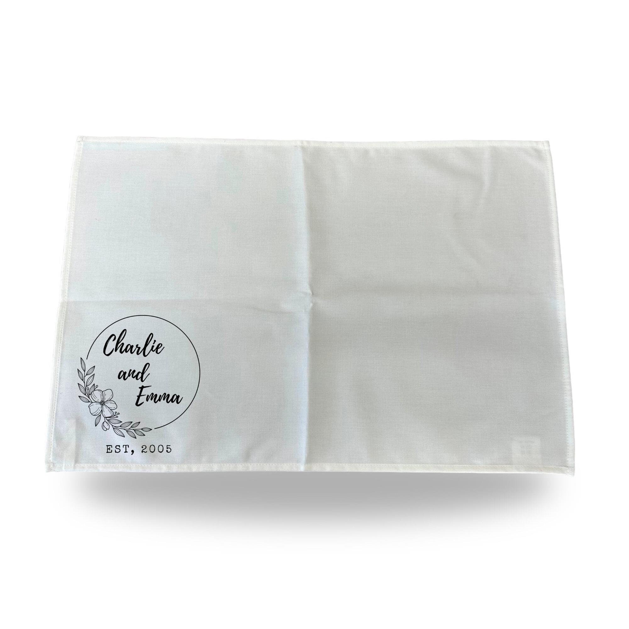 PERSONALISED Tea Towels Any Name Any Text CUSTOM Made Polyester Anniversary Gift Absorbent Durable Premium UK Made