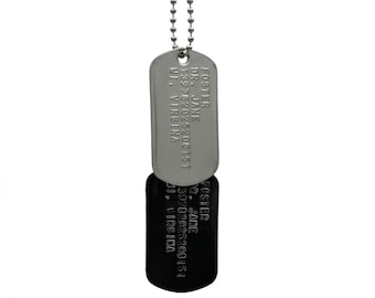 JANE Military Dog Tags - Costume Cosplay Prop Replica - Stainless Steel Chains Included