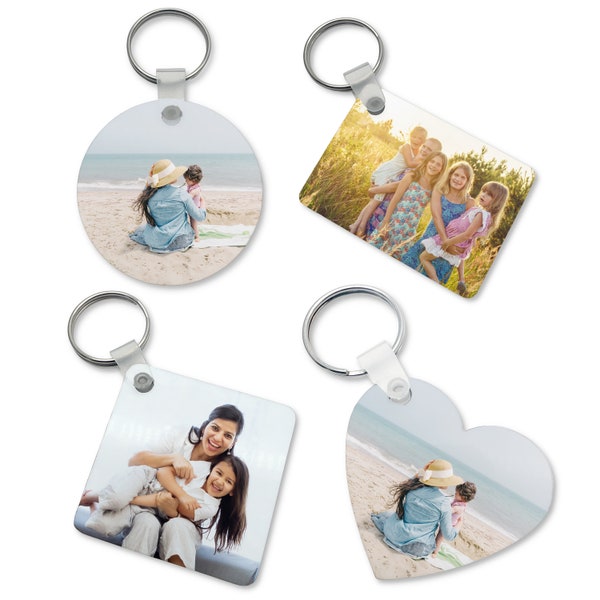 Personalised Photo Keyring Any Picture Custom Keychain Double Single Side Print, Keepsake, Wedding, Birthday, Dogs, Pets, Cats