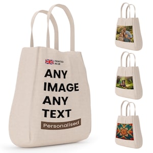 PERSONALIZED Cotton Tote Cotton Bag CUSTOM Text FOTO Logo Print Jeder Anlass Geburtstag, Hochzeit, Einkaufen, Tasche für das Leben