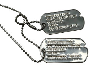 Juego de etiquetas y cadenas para perros del Ejército de los EE. UU. grabadas en relieve personalizadas, identificación militar auténtica de calidad inoxidable de grado 304