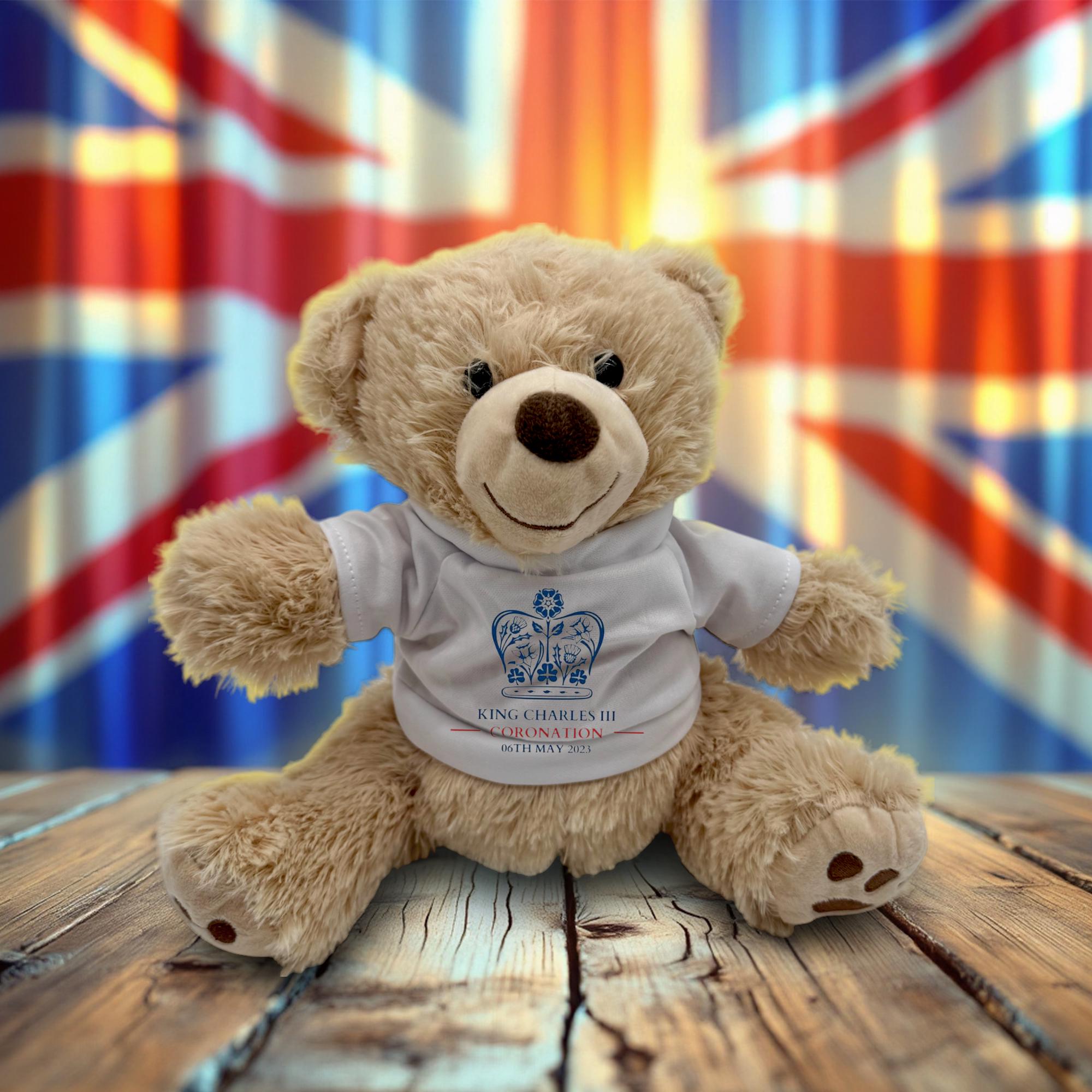 King Charles III Coronation Teddy Bear: Hand-printed Royal