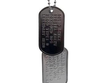 SOLID  SNAKE Inspired Dog Tags Necklace: Authentic US Military Replica Cosplay Inspired for Gamers Collectors Cosplayers