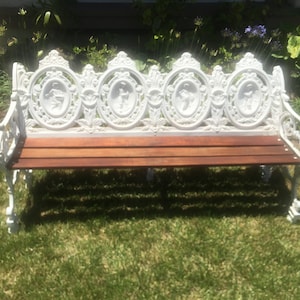 Very Rare Set of Cast Iron and Wood  Agricultural Garden Benches  attributed to Coalbrookdale ( 2 available sold individually)