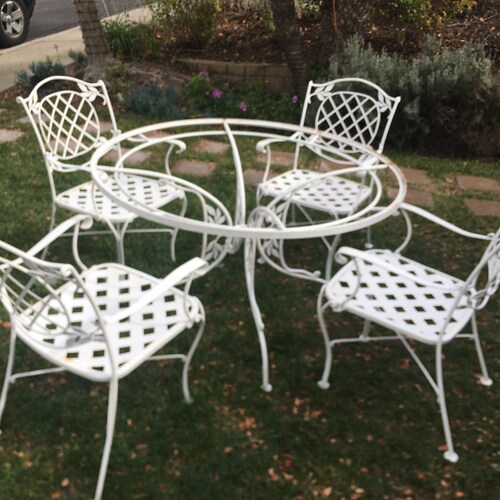 Vintage Meadowcraft Patio Set 48 Table 4 Barrel Back Etsy