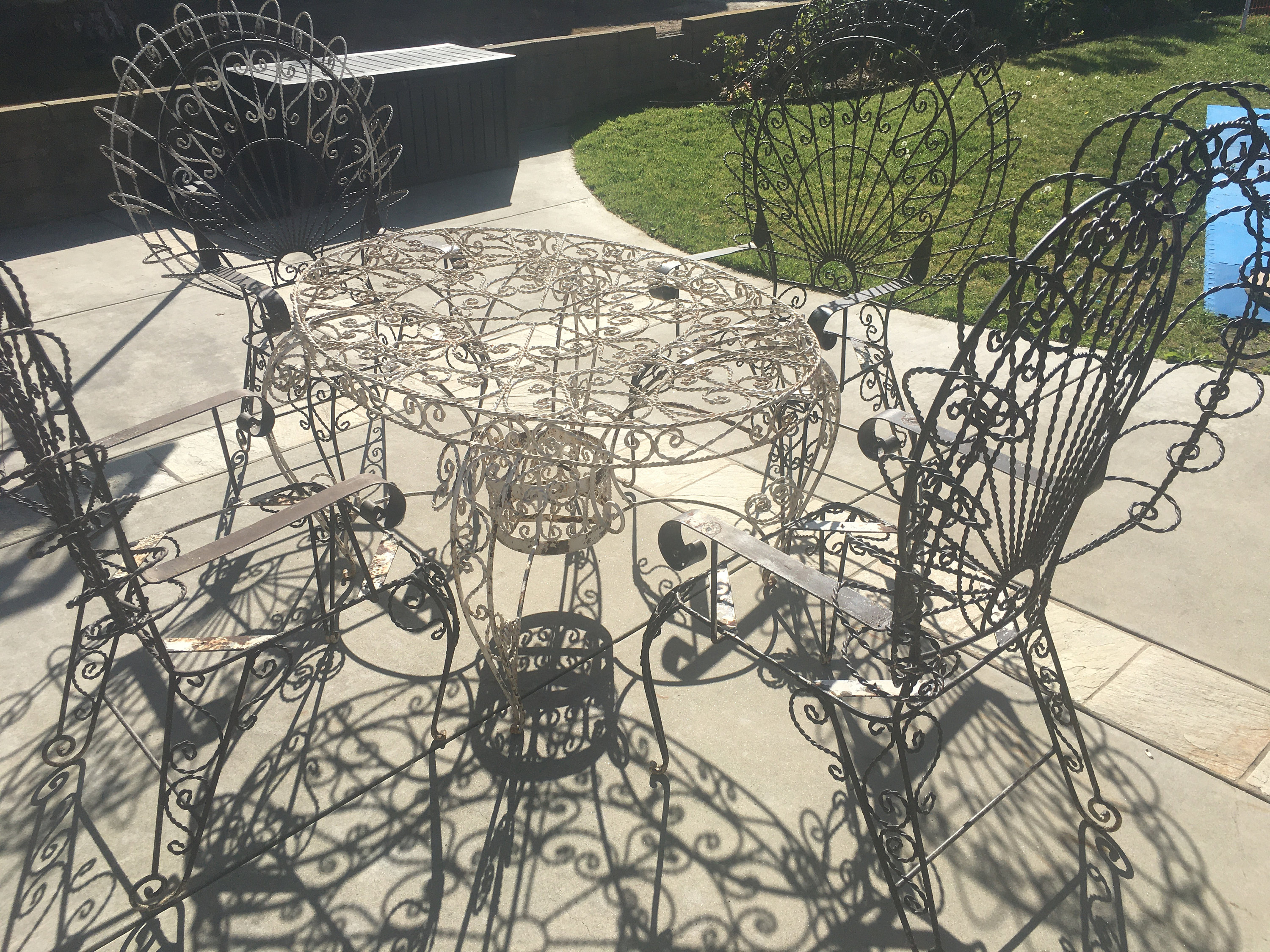 Vintage RARE John Salterini Peacock Patio Set (4 Chairs and Table