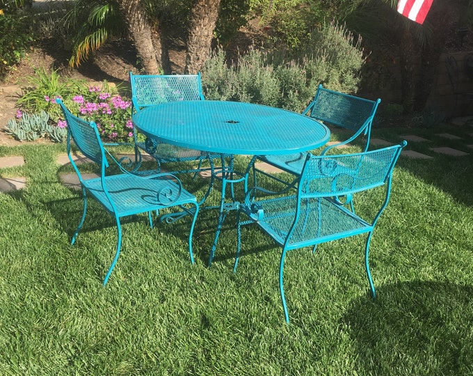 Vintage Wrought Iron Patio Set Etsy