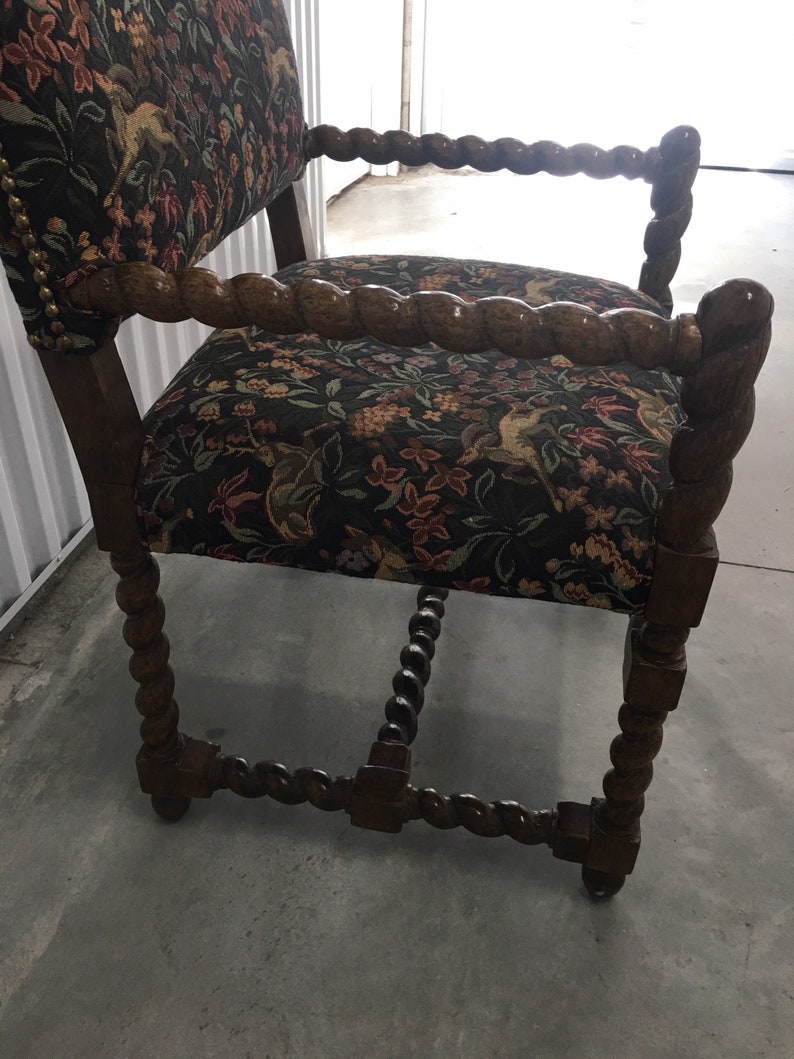 Antique Oak Barley Twist Chair Etsy