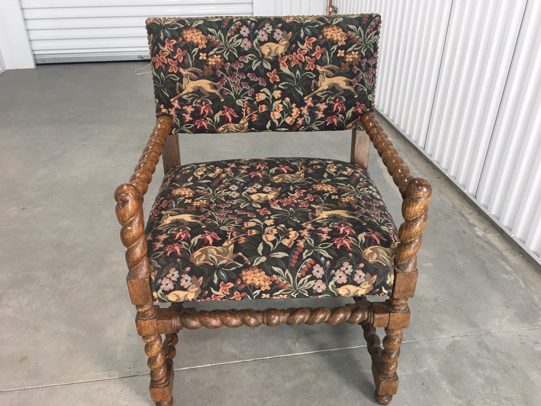 Antique Oak Barley Twist Chair Etsy