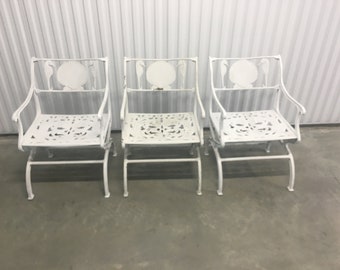 1920&#39;s Antique Cast Iron Seahorse and Seashell Chair (3 available)