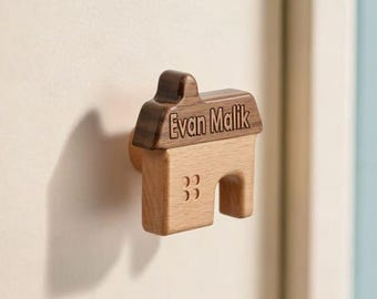 Tiradores de madera para armarios con grabado personalizado, tiradores de madera originales con nombre personalizado, tiradores de armario bonitos para dormitorios infantiles.
