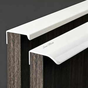 White Concealed Edge Drawer Pulls Funky Cabinet Handles, Modern Minimalist Back Mount Door Pull Hidden Finger Pulls for Wardrobe Dresser